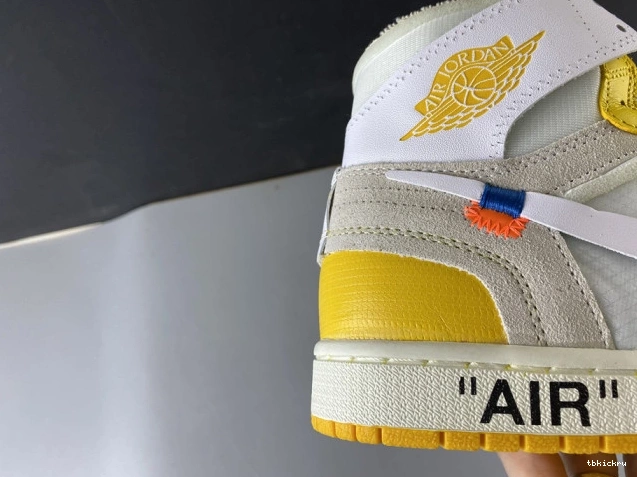 Cheap TBkick x White NRG Dark Powder Air AQ0818-149 Jordan Yellow-Cone 1 Off-White 0802